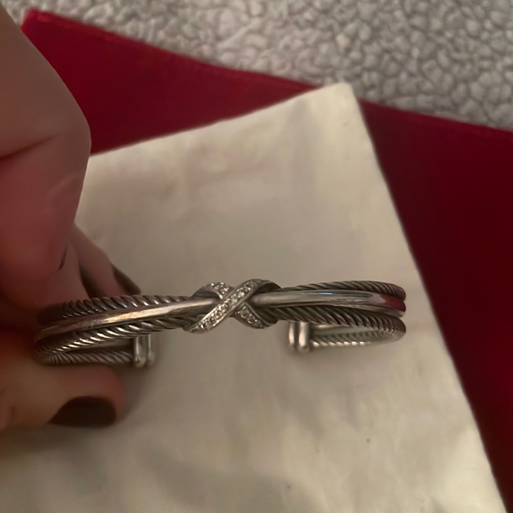 David Yurman x crossover bangle with diamonds